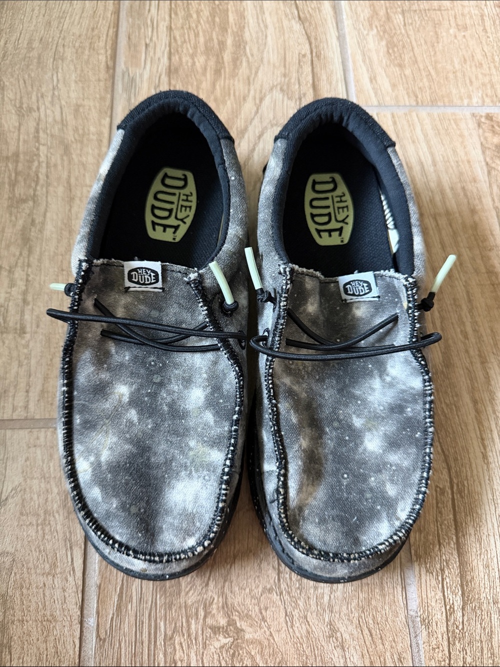 Hey Dude Slip-On Shoes in Washed Gray with Black Trim **Glow in the Dark**